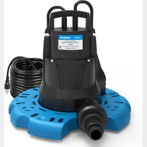 17.5 X 12.4 X 7.9 INCHES ACQUAER 1/4HP 115V SUBMERSIBLE AUTOMATIC POOL COVER PUMP WITH 3/4 INCH CHECK VALVE ADAPTER AND 25 FEET PO