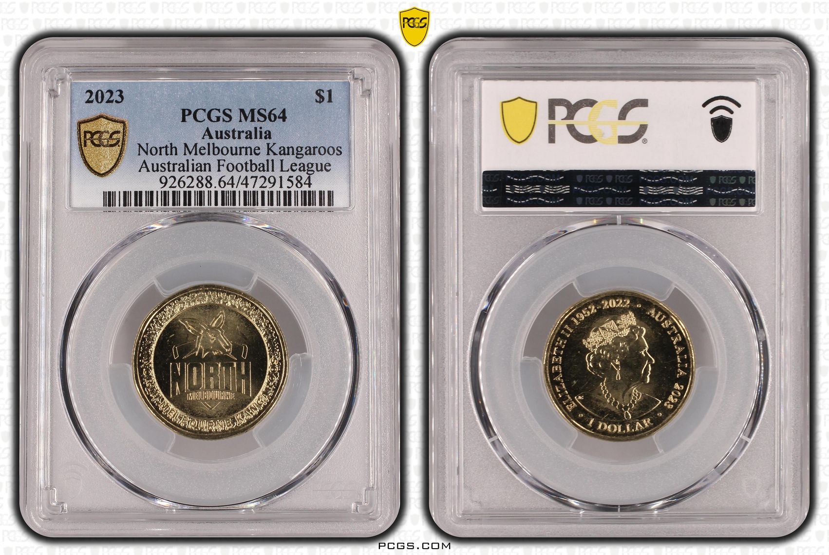 AFL - North Melbourne Kangaroos, One Dollar, 2023, PCGS MS 64