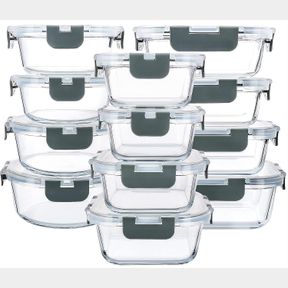 12 PACKS M MCIRCO 24-PIECE GLASS FOOD STORAGE CONTAINERS WITH UPGRADED SNAP LOCKING LIDS,GLASS MEAL PREP CONTAINERS SET - AIRTIGHT