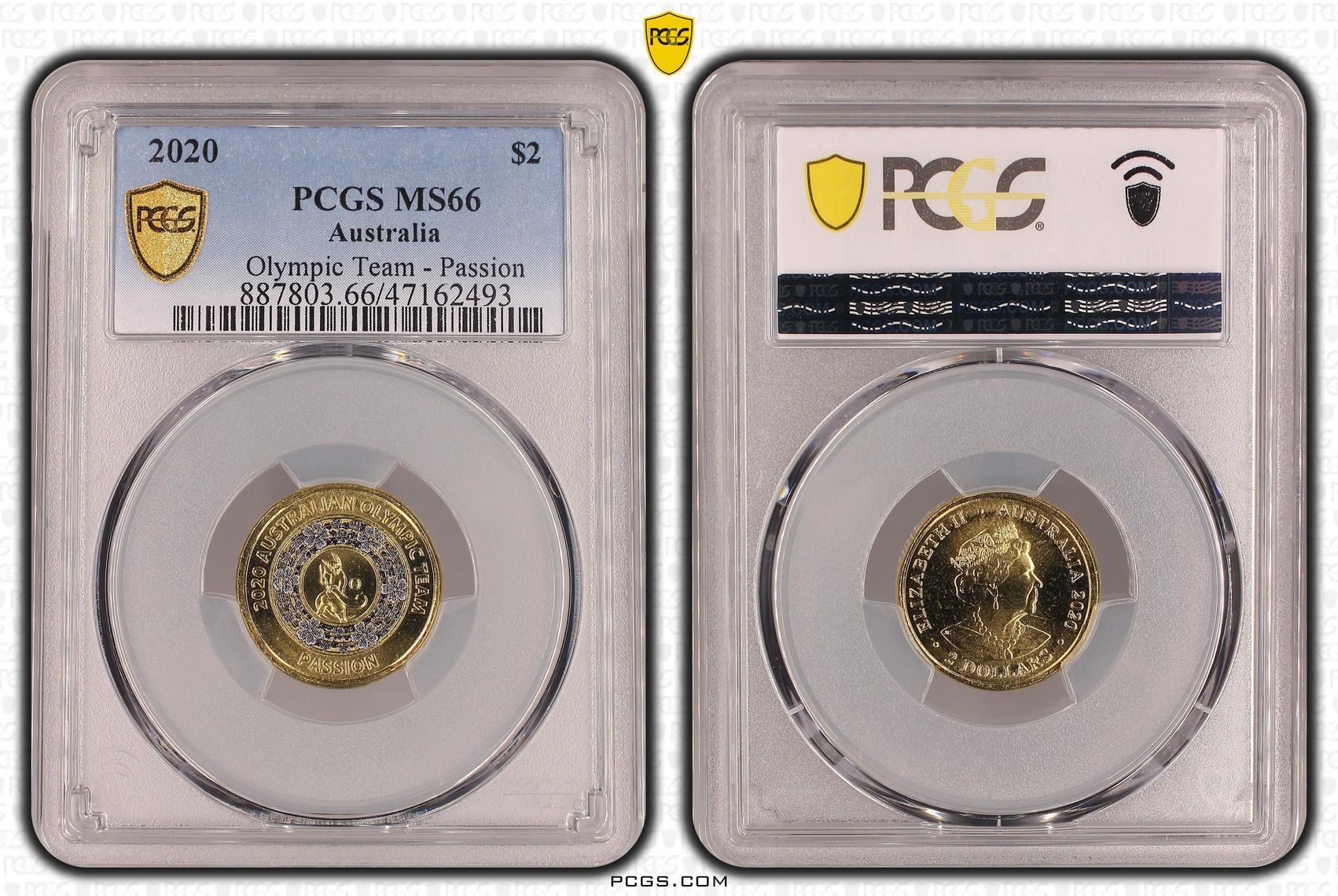 Elizabeth II, Olympic Team - Passion , Two Dollar, 2020, PCGS MS66