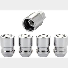 4 LOCKS / 1 KEY MCGARD 24154 CHROME CONE SEAT WHEEL LOCKS, M12 X 1.25 THREAD SIZE, SET OF 4