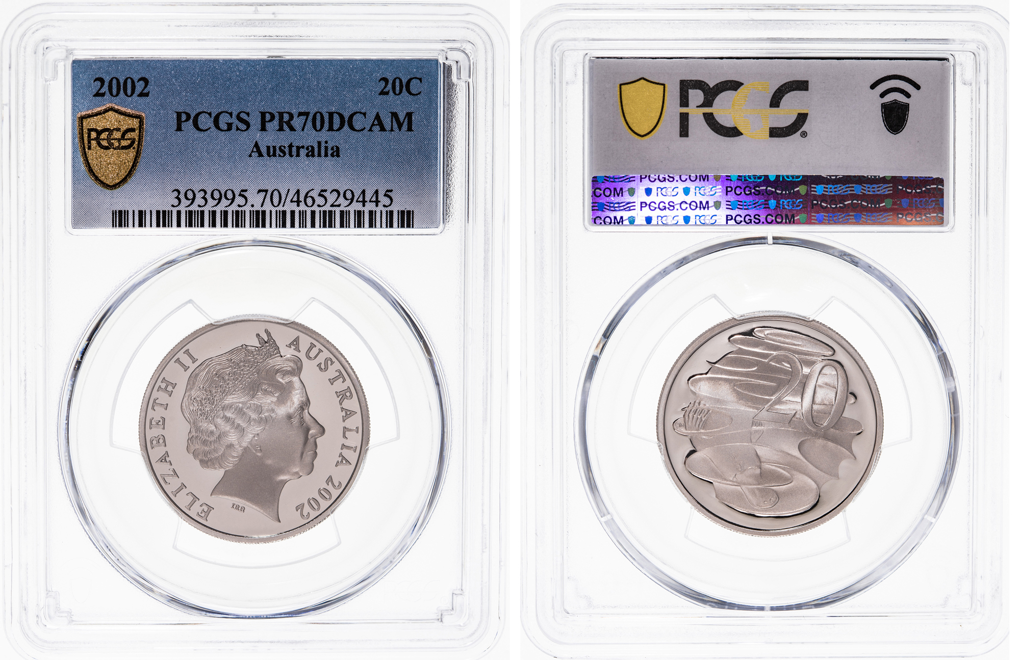 Elizabeth II, Twenty Cent, 2002, PCGS PR70DCAM