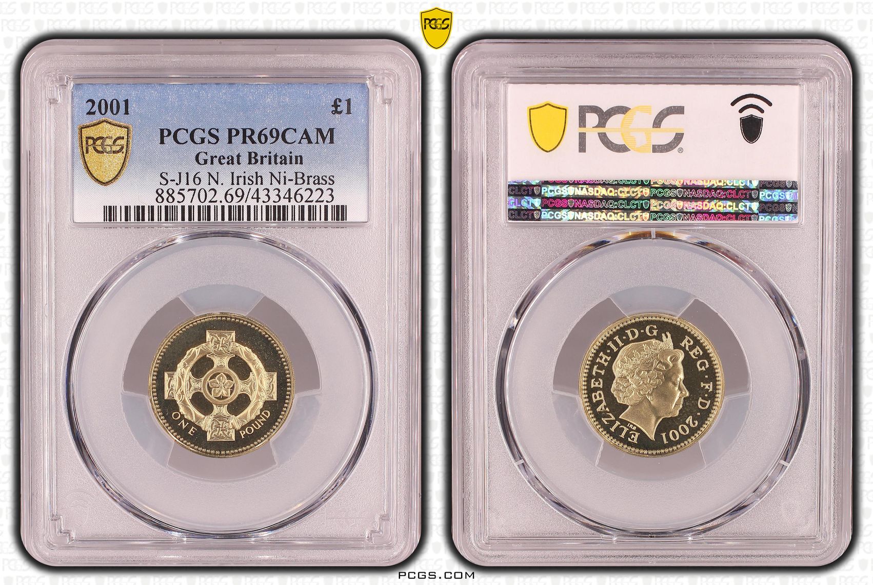 Great Britain, S-J16 N. Irish Ni-Brass, POP 1/0, One Pound, 2001, PCGS PR69CAM