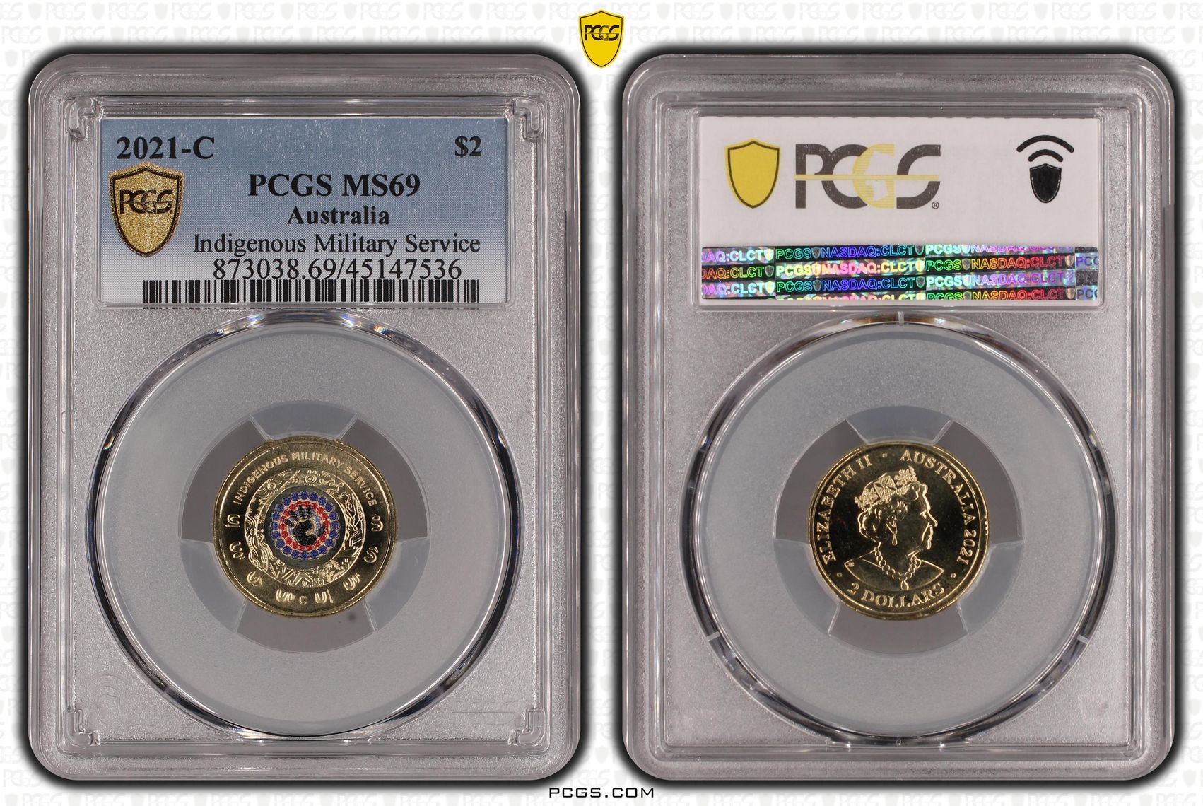 2021-C Australia Two Dollar, $2 Indigenous Military Service PCGS - MS69 -536