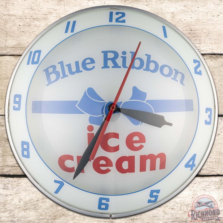 Blue Ribbon Ice Cream 15" Double Bubble Advertising Clock