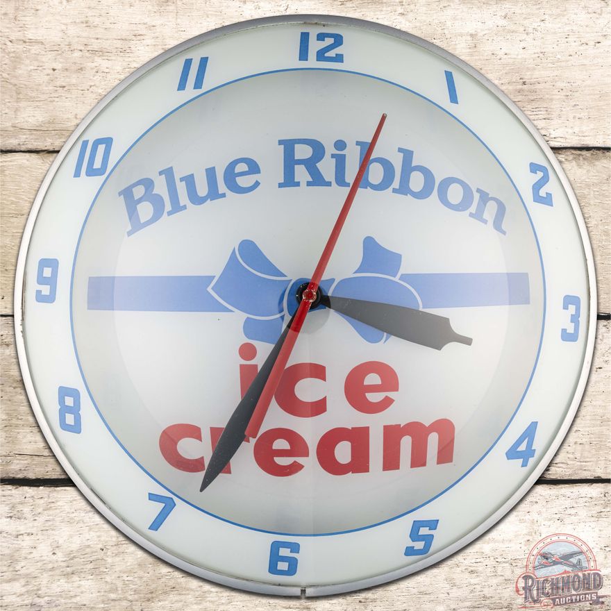 Blue Ribbon Ice Cream 15" Double Bubble Advertising Clock
