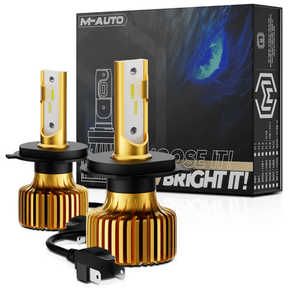 (L)1.65" (W)1.65" (H)3.22" M-AUTO 12V/24V H4 6500K WHITE HEADLIGHT LED BULB HIGH/LOW BEAM FOG LAMP LIGHT DRL DAYTIME RUNNING LIGHT