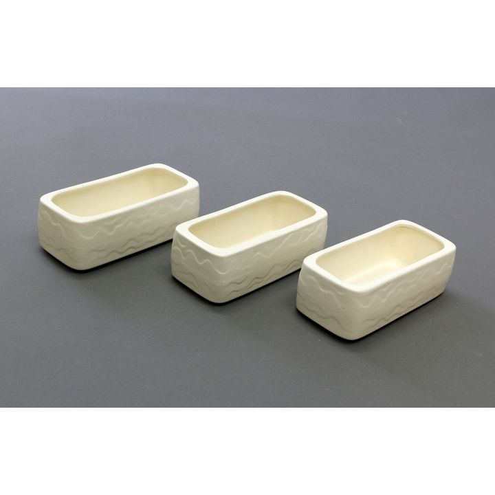 Crown Lynn Potteries, Set of three rectangular trough vases