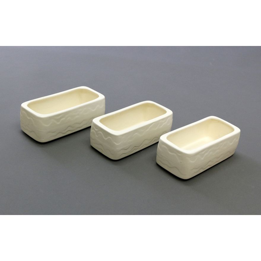 Crown Lynn Potteries, Set of three rectangular trough vases