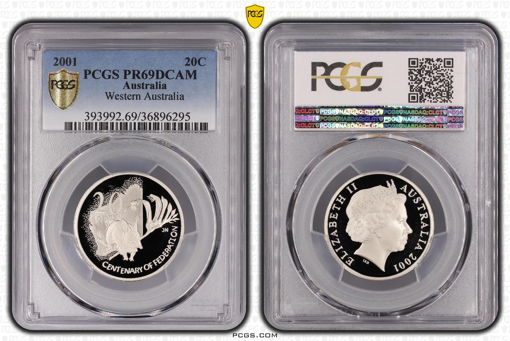 2001 Australian Twenty Cent, 20c Proof Western Australia PCGS - PR69DCAM -295