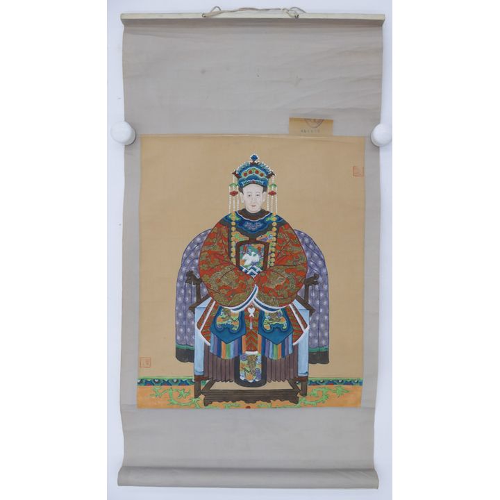 Old Chinese Empress Scroll Painting 27''x14.5'' Mounted Size