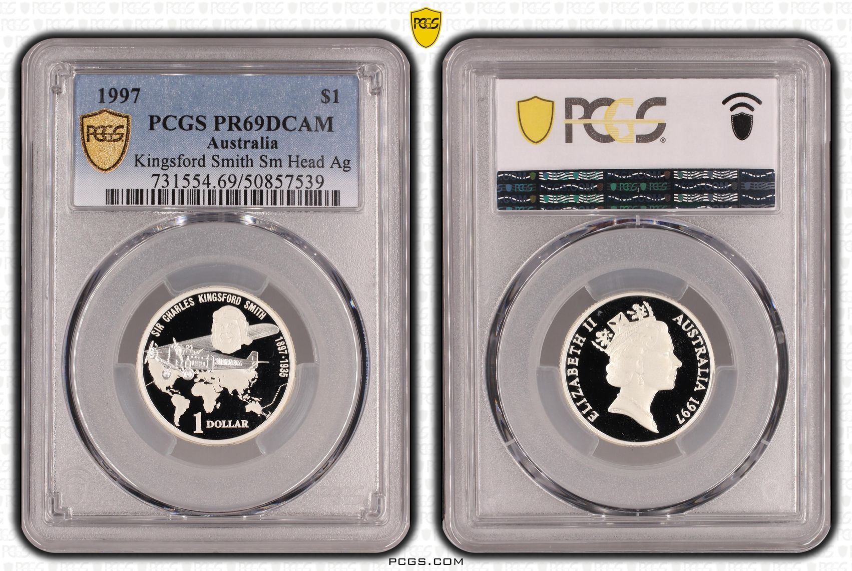 Kingsford Smith Sm Head Ag, One Dollar, 1997, PCGS PR69DCAM