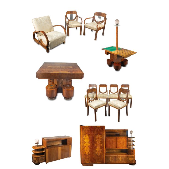 Komplet mebli w stylu Art Déco,
 lata 1925–35