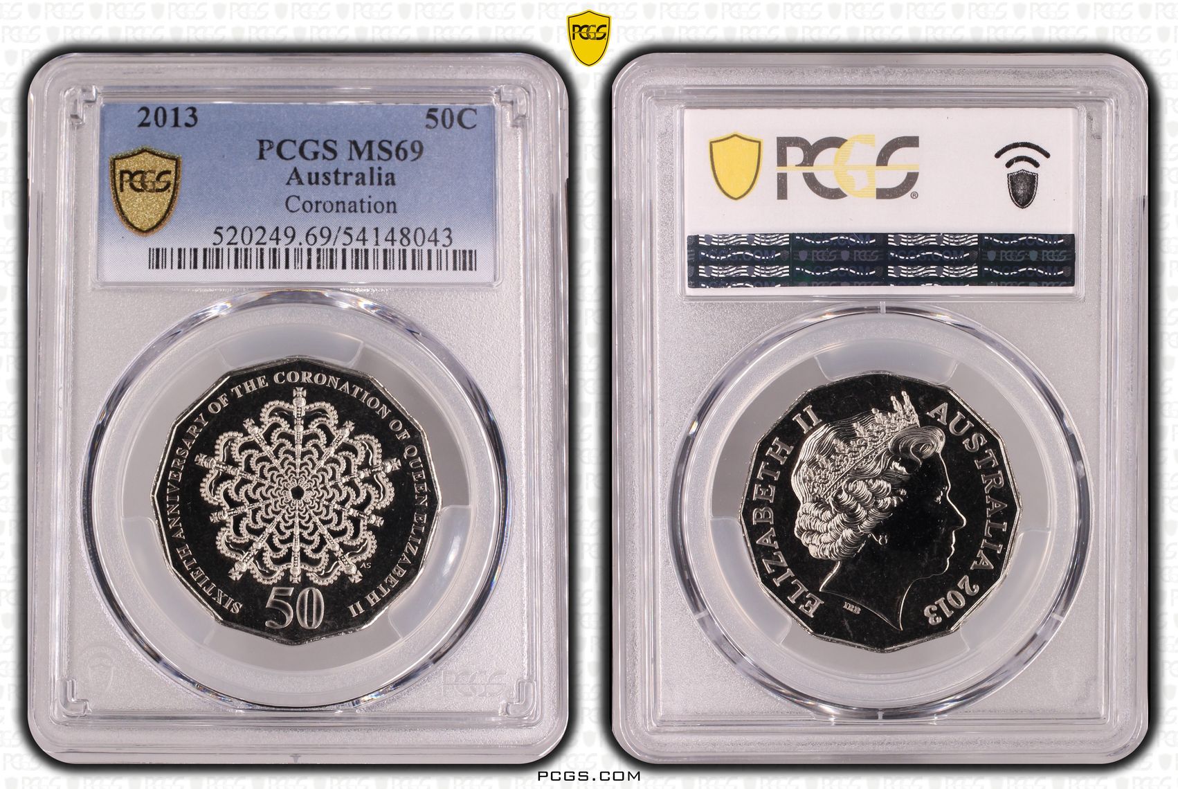 Coronation, POP 18/0, Fifty Cent, 2013, PCGS MS69