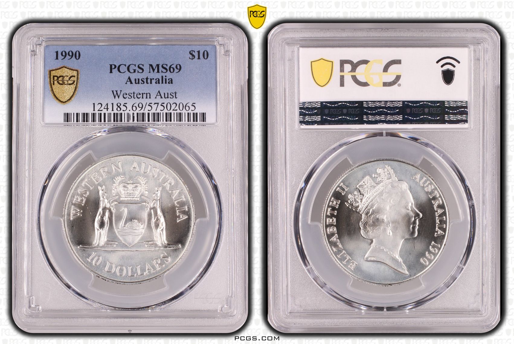 Western Aust, POP 2/0, Ten Dollar, 1990, PCGS MS69