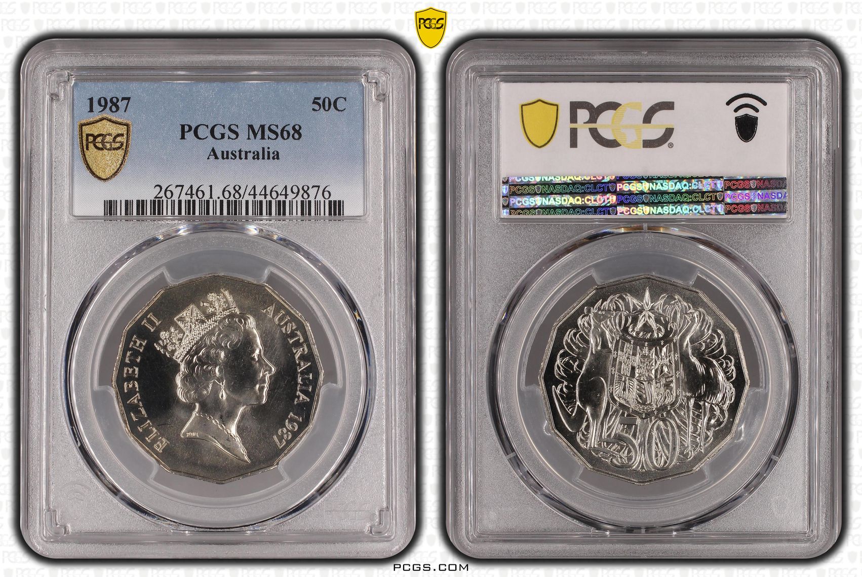1987 Australia Fifty Cent, 50c PCGS - MS68 -876