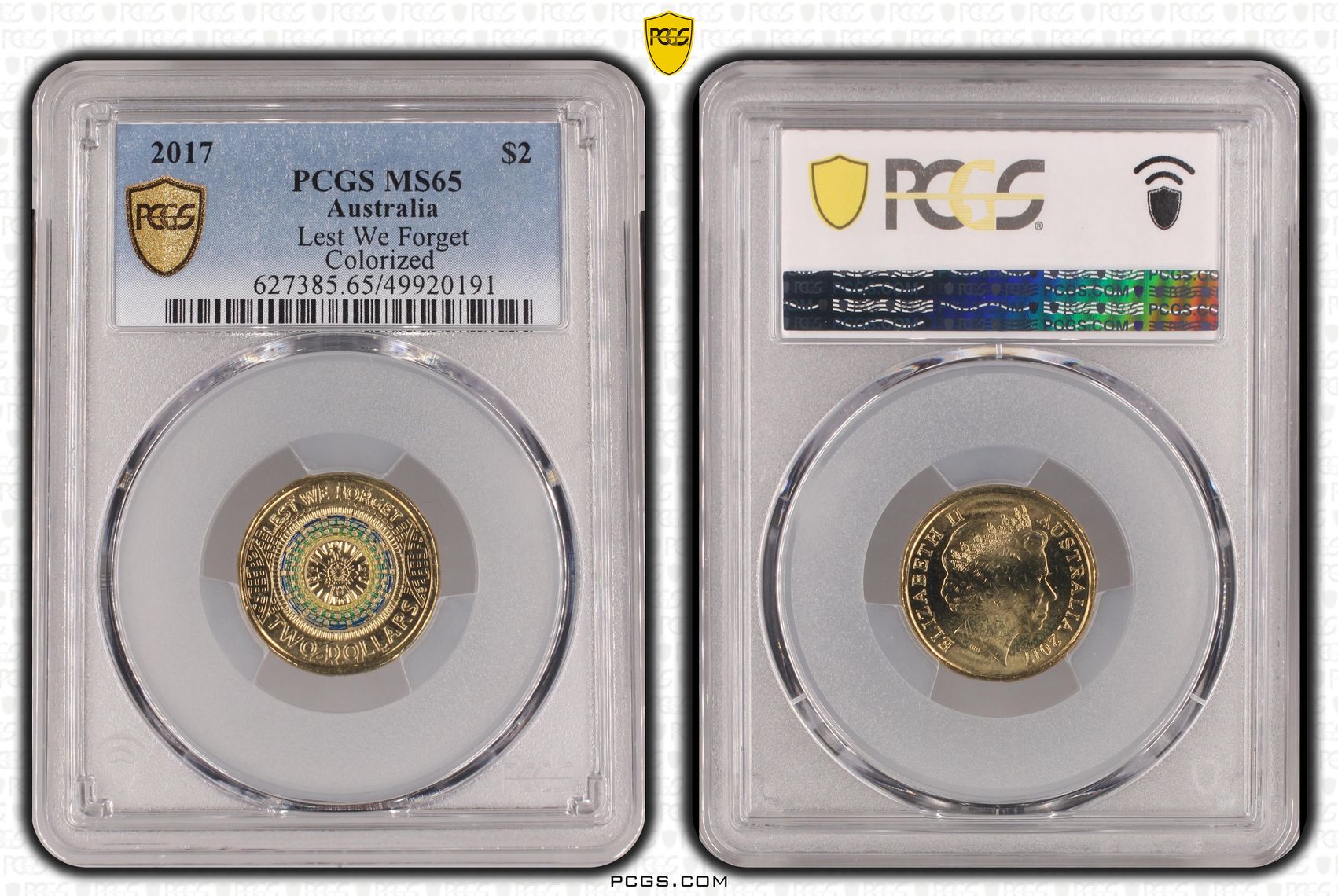 Lest We Forget Colorized, Two Dollar, 2017, PCGS MS65