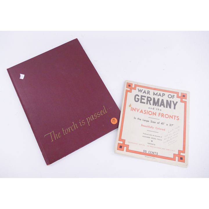 2pc Old Germany War Map & JFK Book