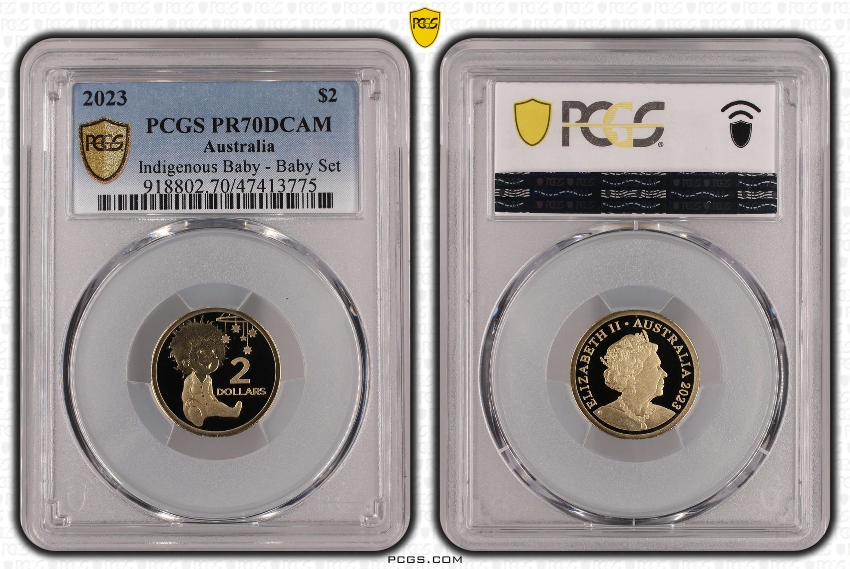 Indigenous Baby - Baby Set, Two Dollar, 2023, PCGS PR70DCAM