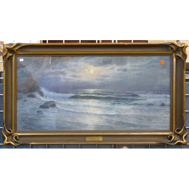 George H. Flavelle ''Moonlight Off Coast of Maine'' Pastel