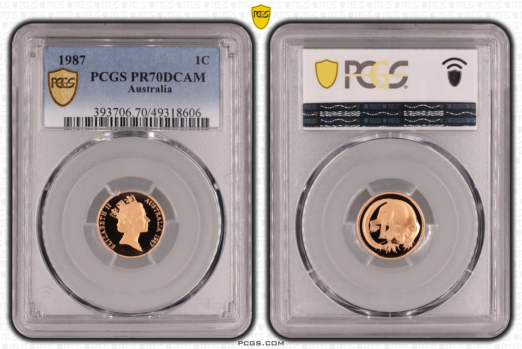 One Cent, 1987, Pcgs Pr70dcam