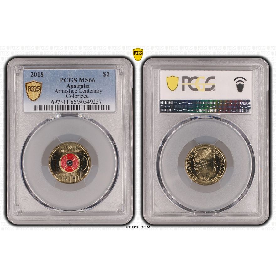 Armistice Centenary Colorized, Two Dollar, 2018, PCGS MS66