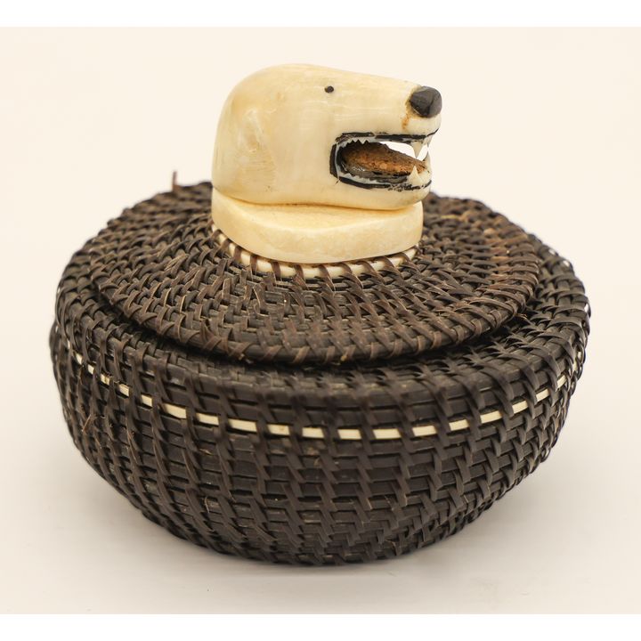 Old Inuit Polar Bear Baleen Basket