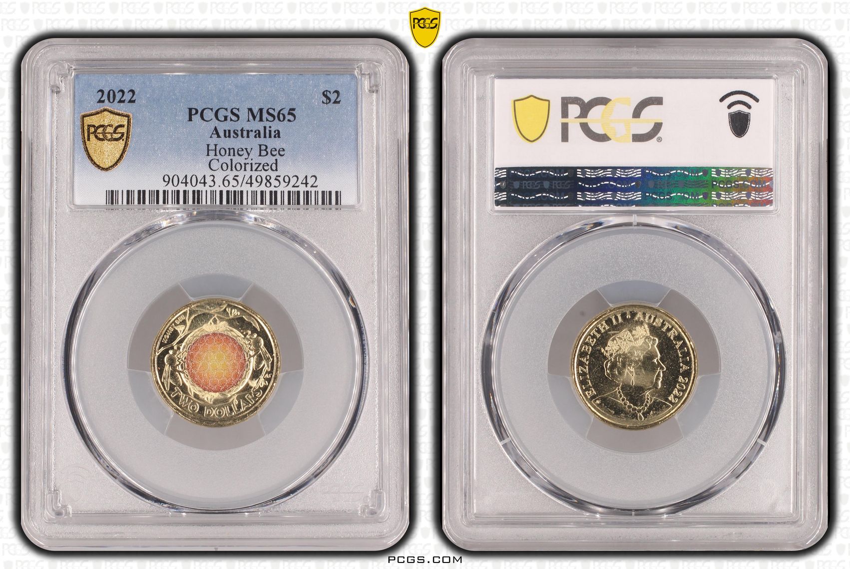 Honey Bee Colorized , Two Dollar, 2022, PCGS MS65