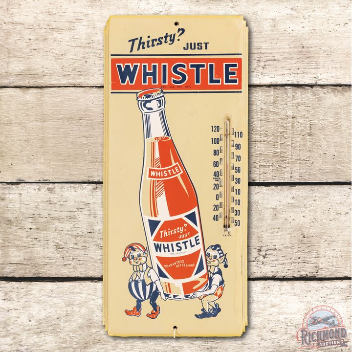 Thirsty? Just Whistle w/ Elves & Bottle Metal Thermometer TAC 8.5