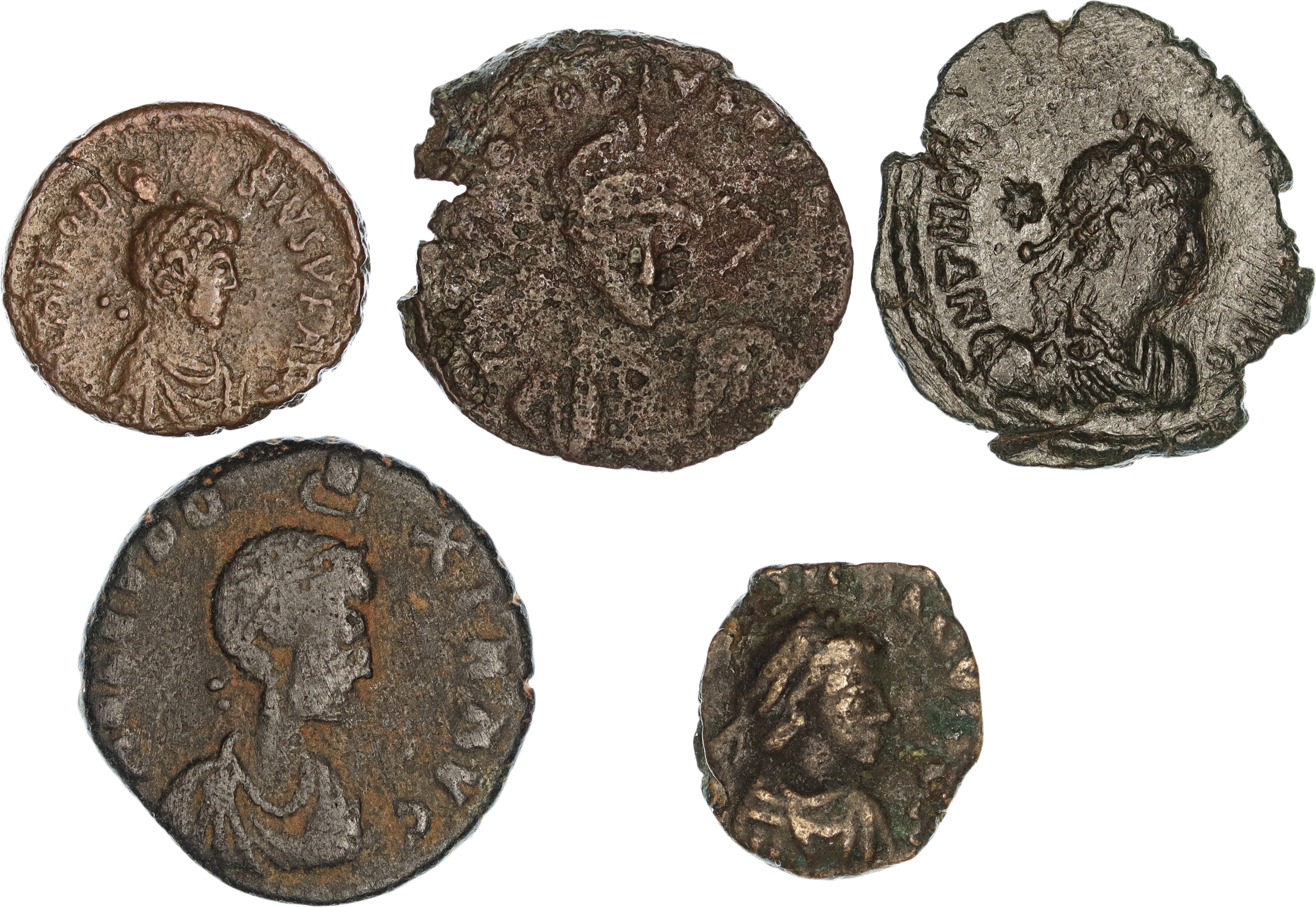 Roman Empire, Eudoxia, Theodosius II & Valentinian III, Æ, 4th Century AD, Fair-nVF