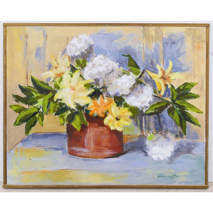 Signed Harrington Floral Still Life Oil Painting Framed- 25x31''