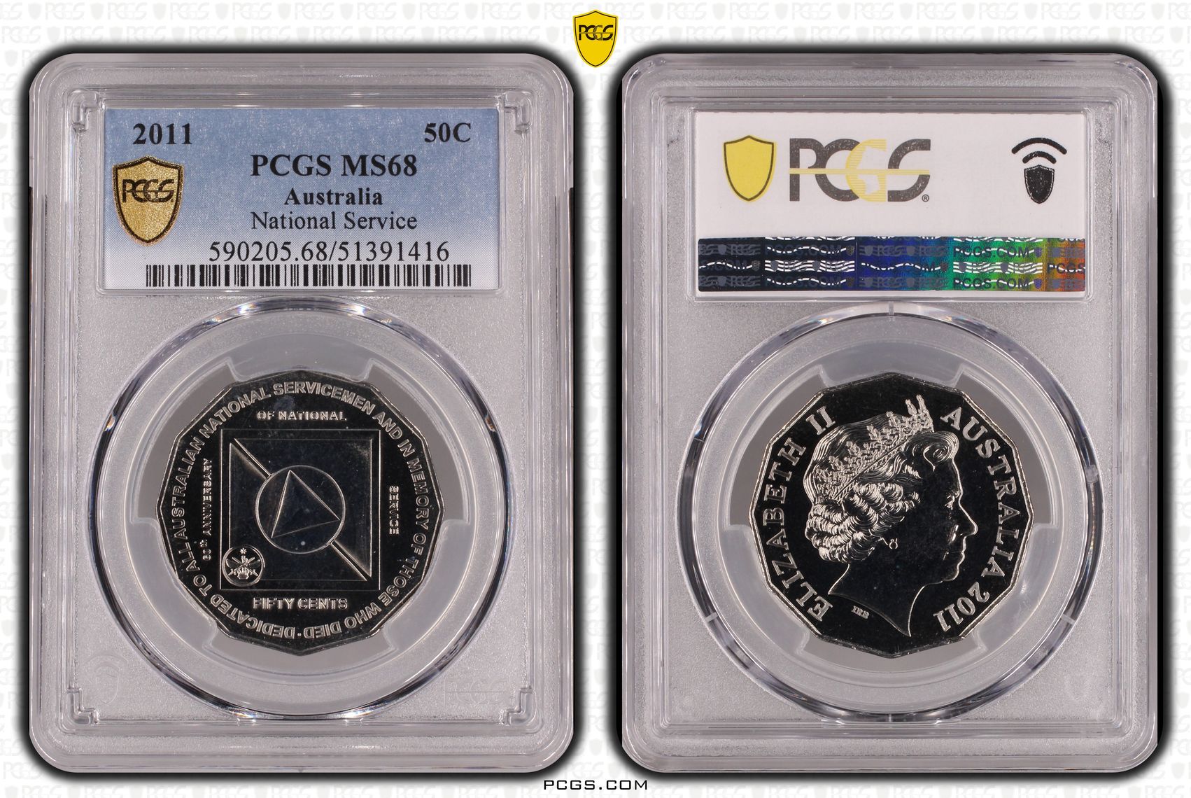 National Service, Fifty Cent, 2011, PCGS MS68