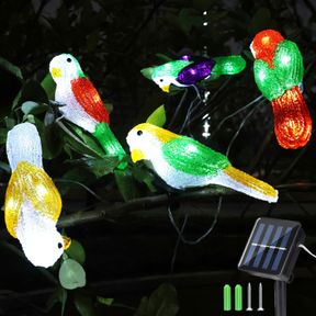 LOMOTECH SOLAR GARDEN OUTDOOR STATUES, 13FT 40 LED 5 SOLAR BIRD LIGHTS WITH CLIP AND MEMORY FUNCTION OUTDOOR FIGURINE LIGHTS FOR O