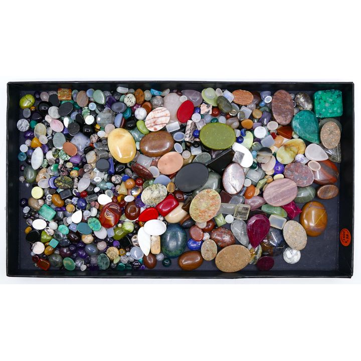 Large Box Polished Cabochon Gemstones Assorted