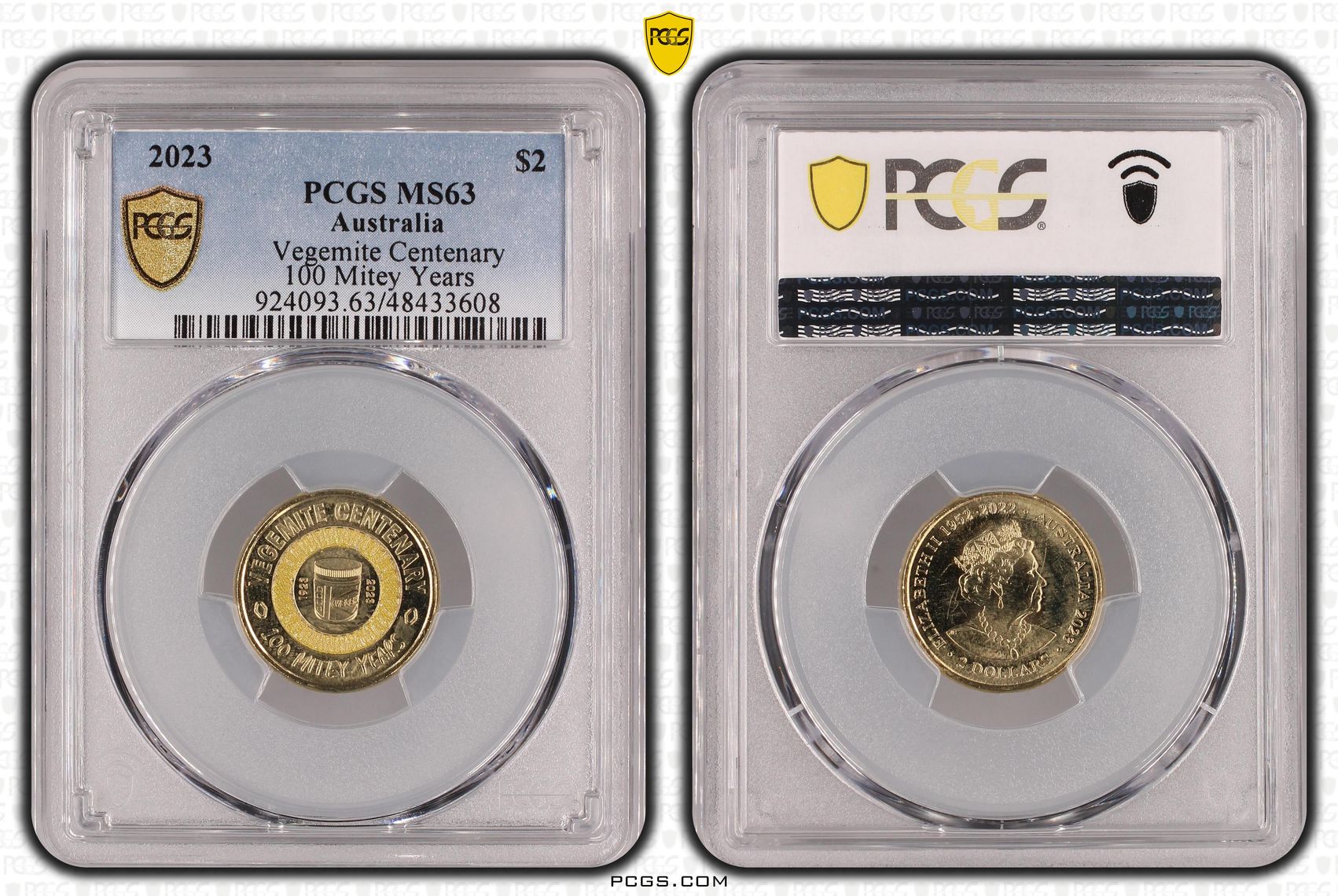 Elizabeth II, Vegemite Centenary Colorized, Two Dollar, 2023, PCGS MS63