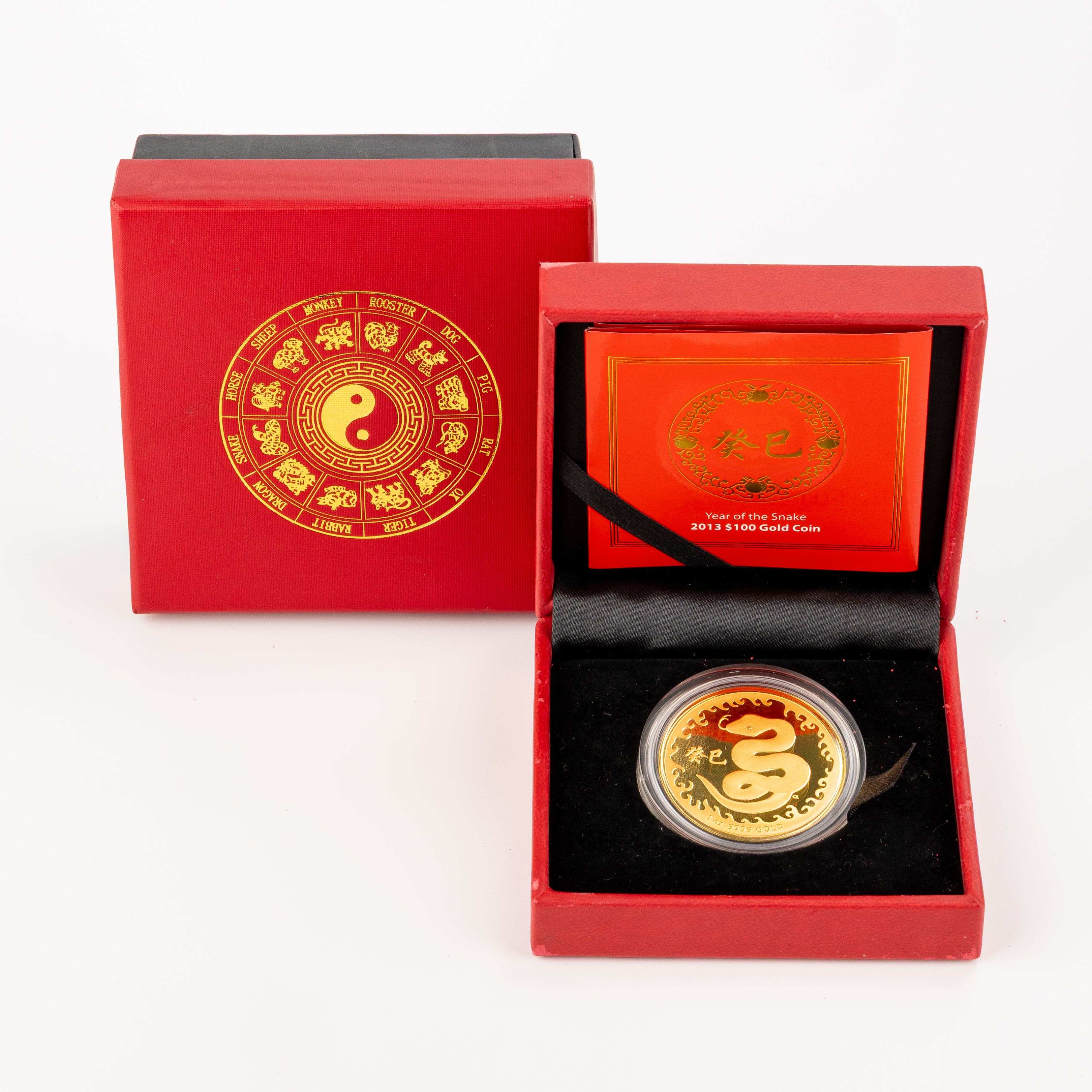32 · Year of the Snake 1oz Gold Prooflike Coin, One Hundred Dollars, 2013