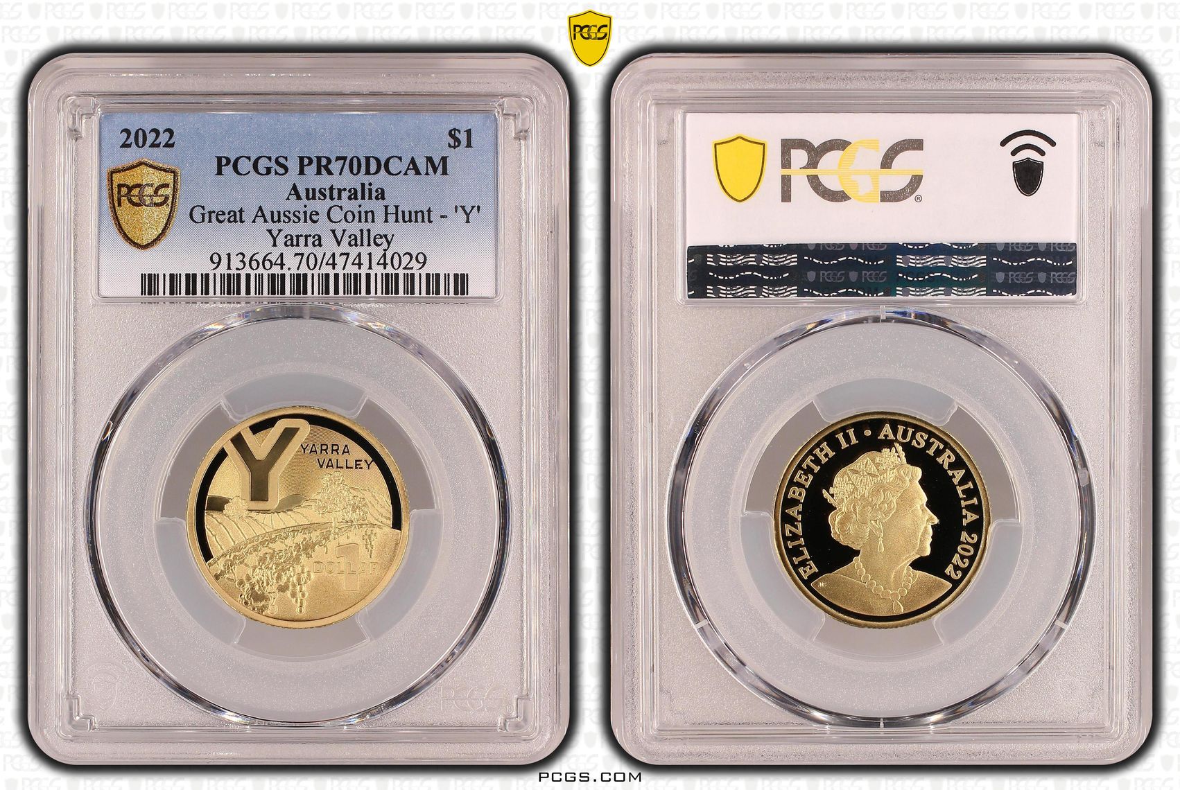 Great Aussie Coin Hunt - 'Y' POP 16/0, One Dollar, 2022, PCGS PR70DCAM