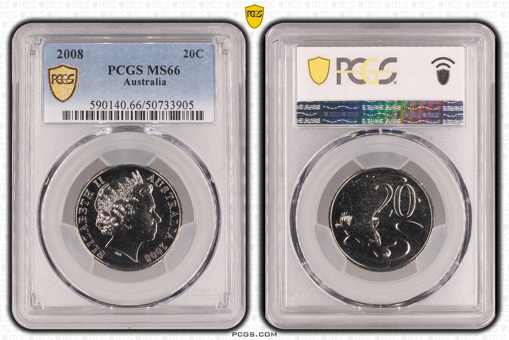 Twenty Cent, 2008, PCGS MS66
