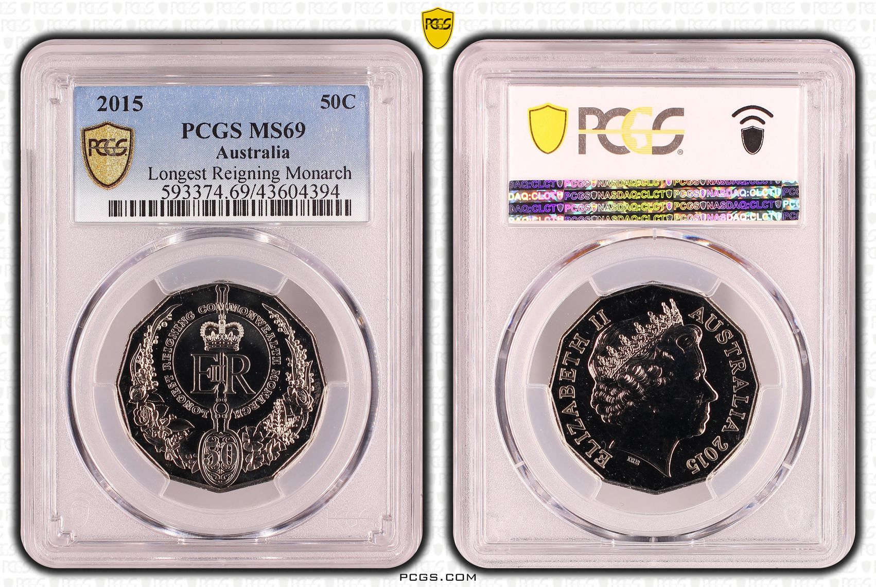 2015 Australian Fifty Cent, 50c Longest Reigning Monarch PCGS - MS69 -394
