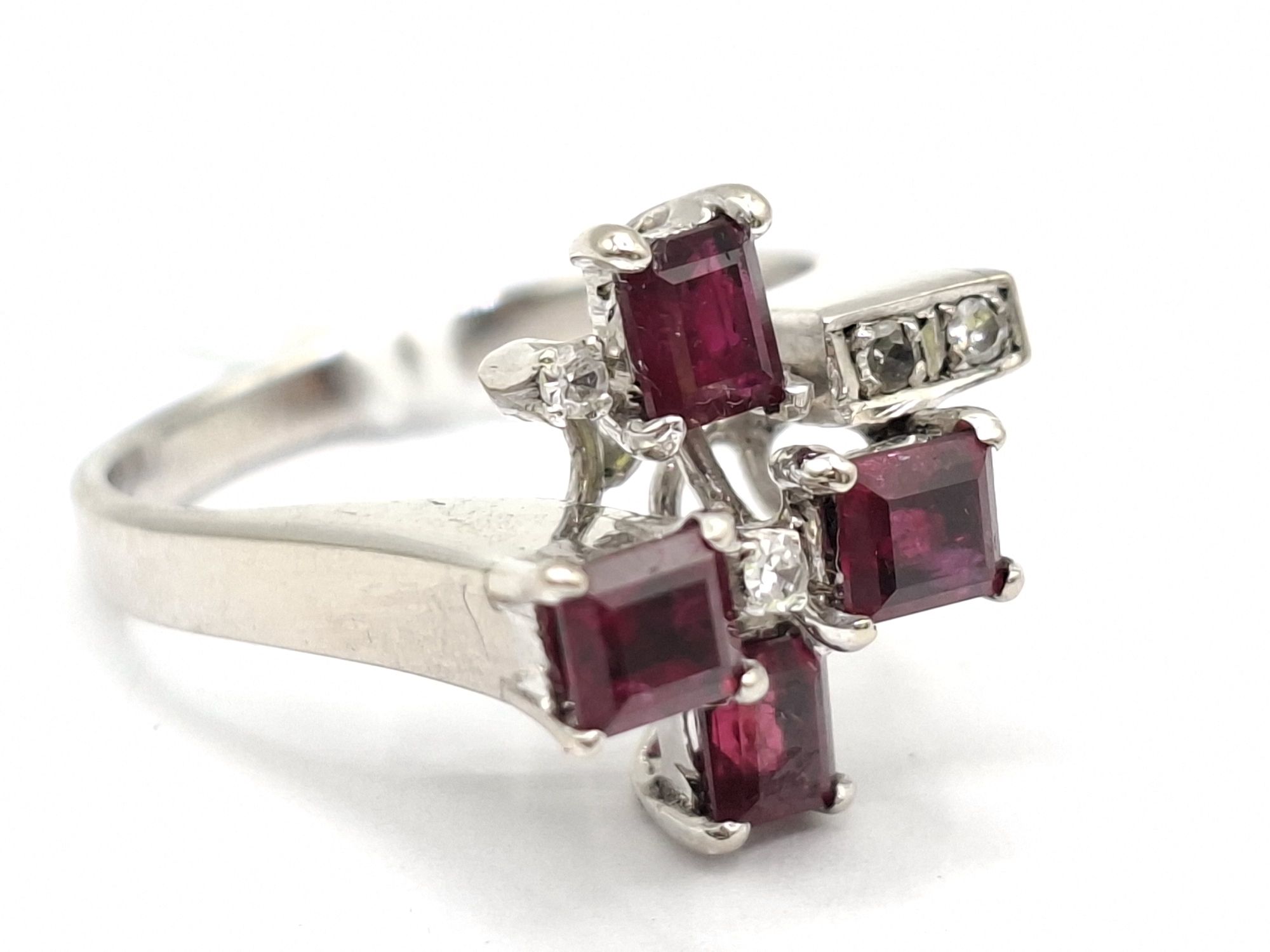 Silver And Gold Ruby And Diamond Ring