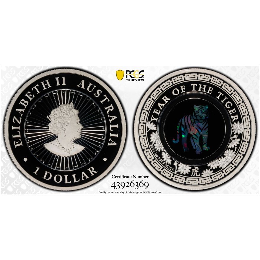 Year of the Tiger Opal Ag, One Dollar, 2022-P, PCGS PR69DCAM