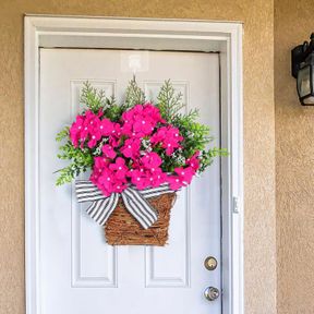 YUXUNG FRONT DOOR WREATH DOOR HANGING BASKET FRONT DOOR DECORATION HANGING RED HYDRANGEA SUMMER WREATH FRONT DOOR ARTIFICIAL SPRIN