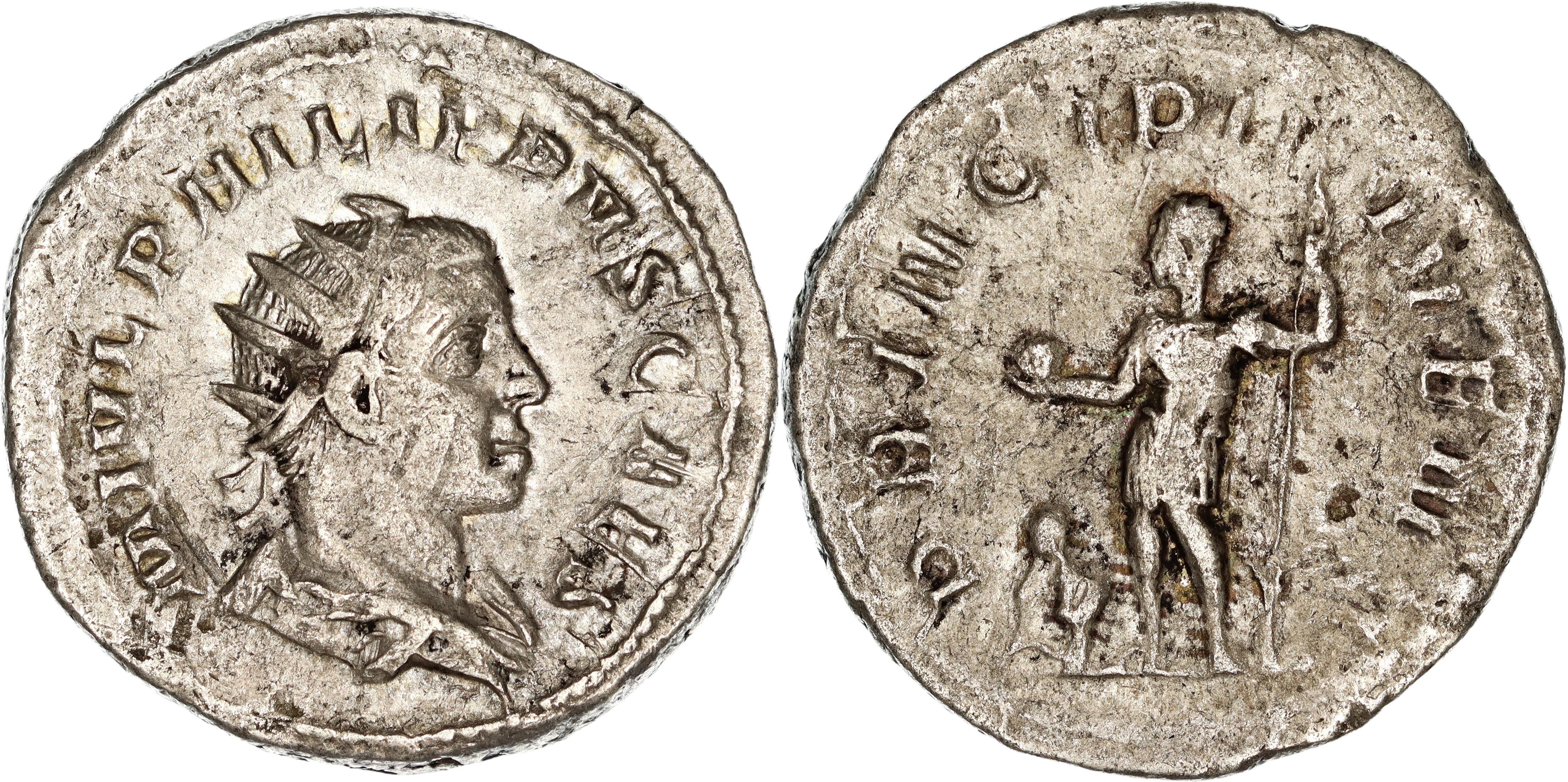 Roman Empire, Philip II , Silver Antoninianus, 247 AD, gF-nVF