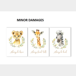 Canvas Nursery Wall Art: Safari Animals-3 Potraits-MINOR DAMAGES | AS 51663/512 B9 (S7)