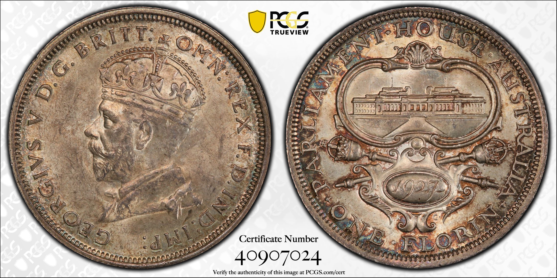 Canberra, Florin, 1927(m), PCGS MS64