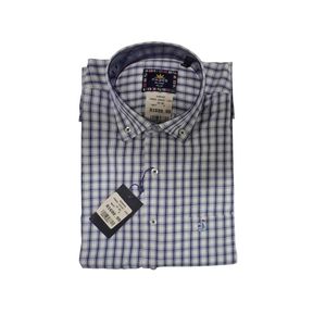 PAGES CHECK SHIRT SHoRT SLEEVE NAVY SIZE 6XL - 75821/080