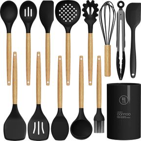 OANNAO COOKING SILICONE KITCHEN UTENSILS SET BLACK