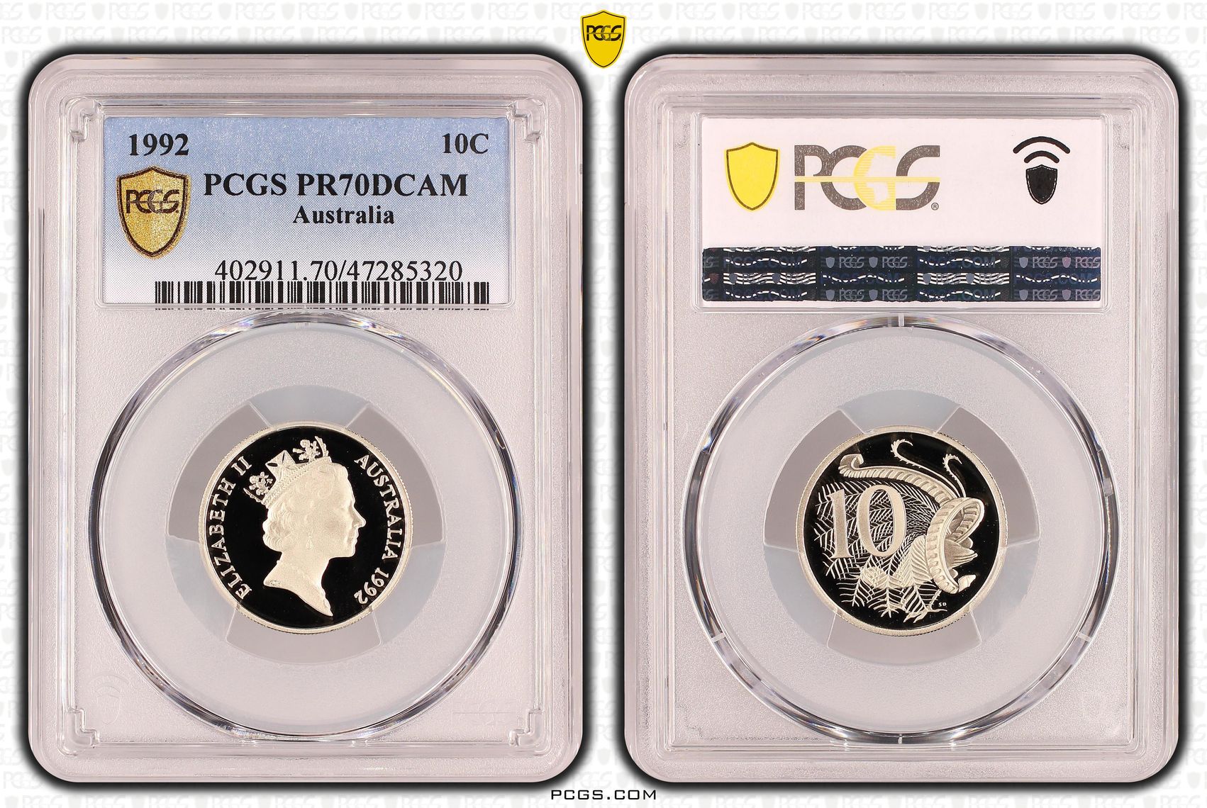 Elizabeth II, Ten Cent, 1992, PCGS PR70DCAM
