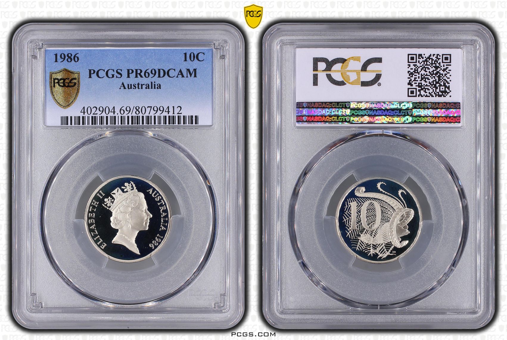 Ten Cent, 1986, Pcgs Pr69dcam