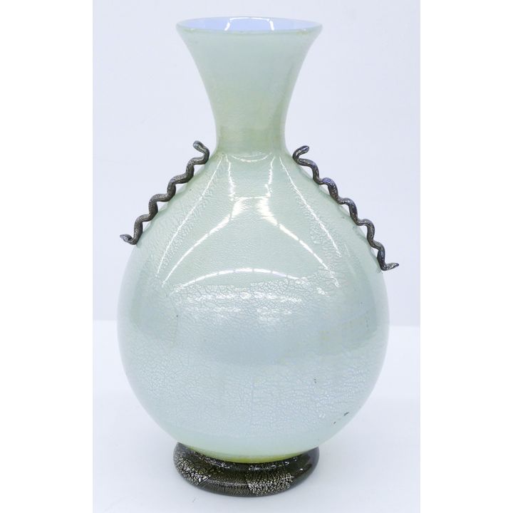 Lynn Read Vitreluxe Gold Leaf Black Glass Vase 12''x7''